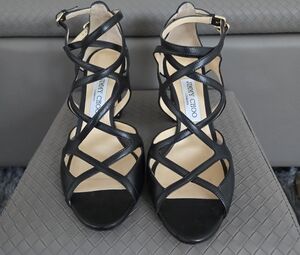 Jimmy Choo Black Strappy Heels for Formal Events
